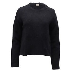 Simon Miller Frayed Neckline Sweater in Black Cotton